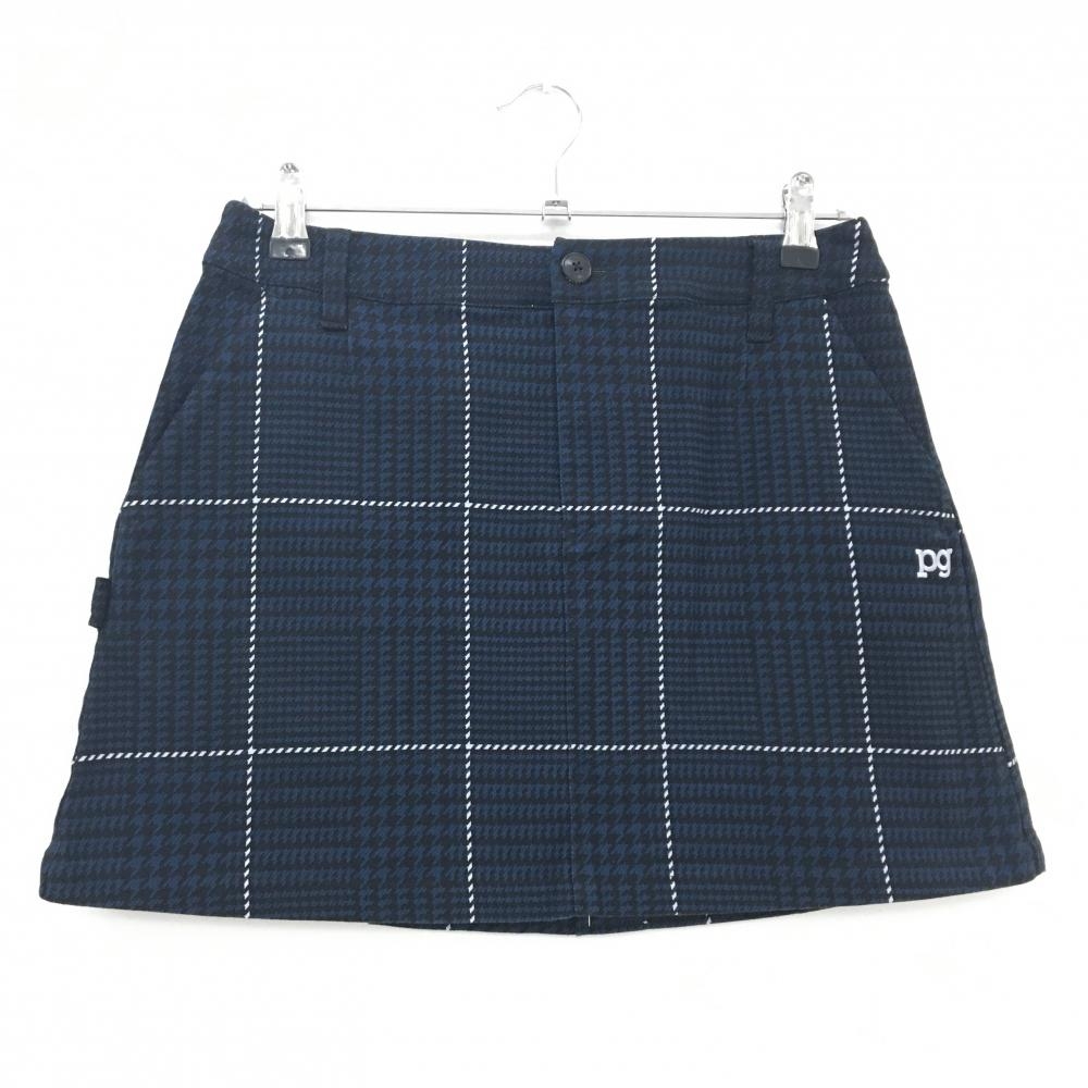 【超美品】パーリーゲイツ スカート ネイビー×白 千鳥格子 後プリーツ レディース 1(M) ゴルフウェア PEARLY GATES