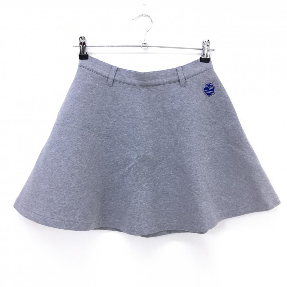 【超美品】パーリーゲイツ スカート グレー アップル刺しゅう 裏ブルー  レディース 1(M) ゴルフウェア PEARLY GATES