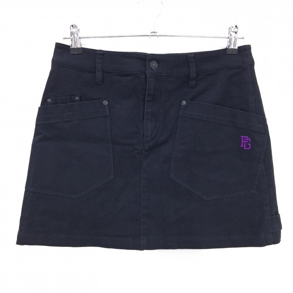 パーリーゲイツ スカート 黒 ロゴパープル ティー装着可 レディース 1(M) ゴルフウェア PEARLY GATES