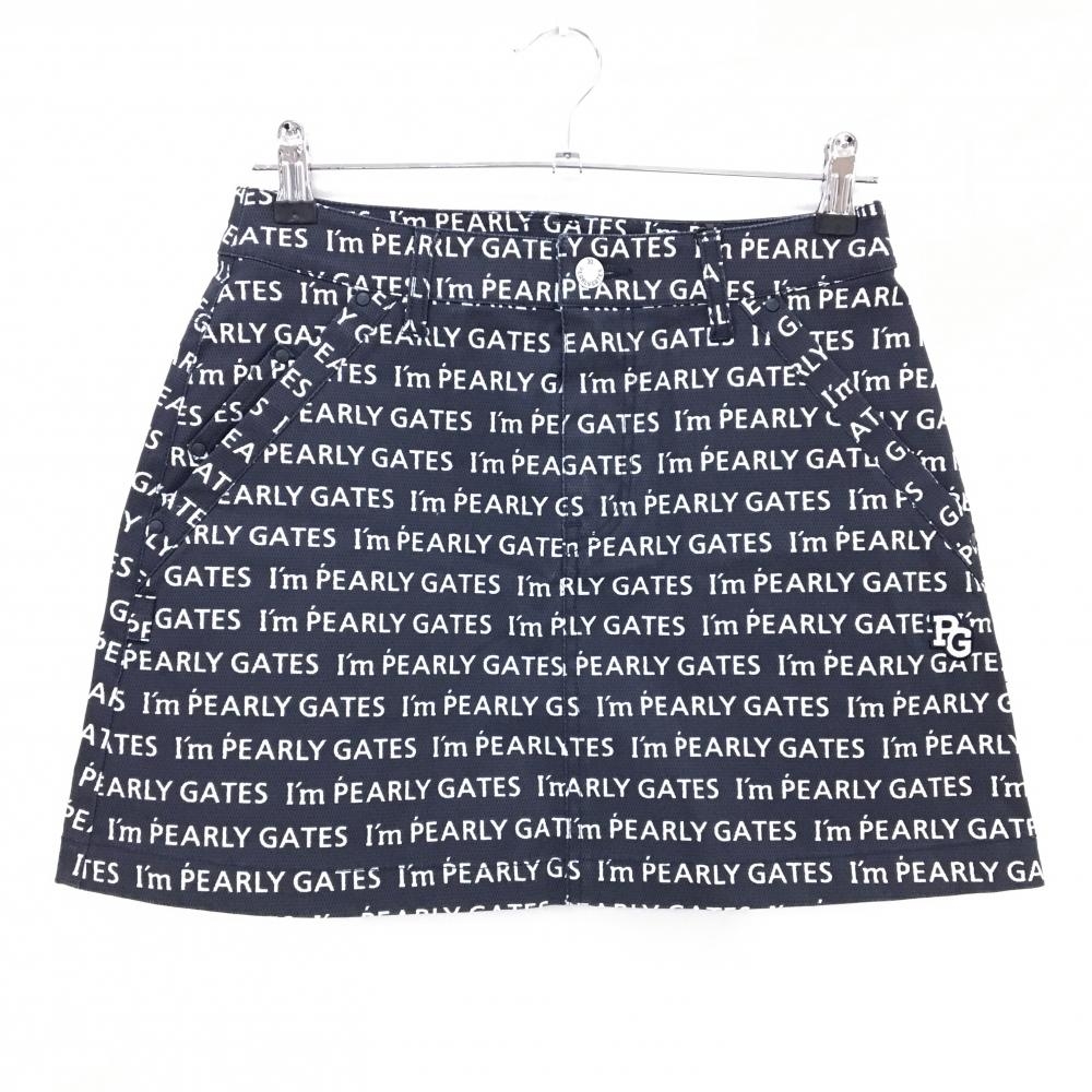 【新品】パーリーゲイツ スカート ネイビー×白 ロゴ総柄 30周年 レディース 1(M) ゴルフウェア PEARLY GATES