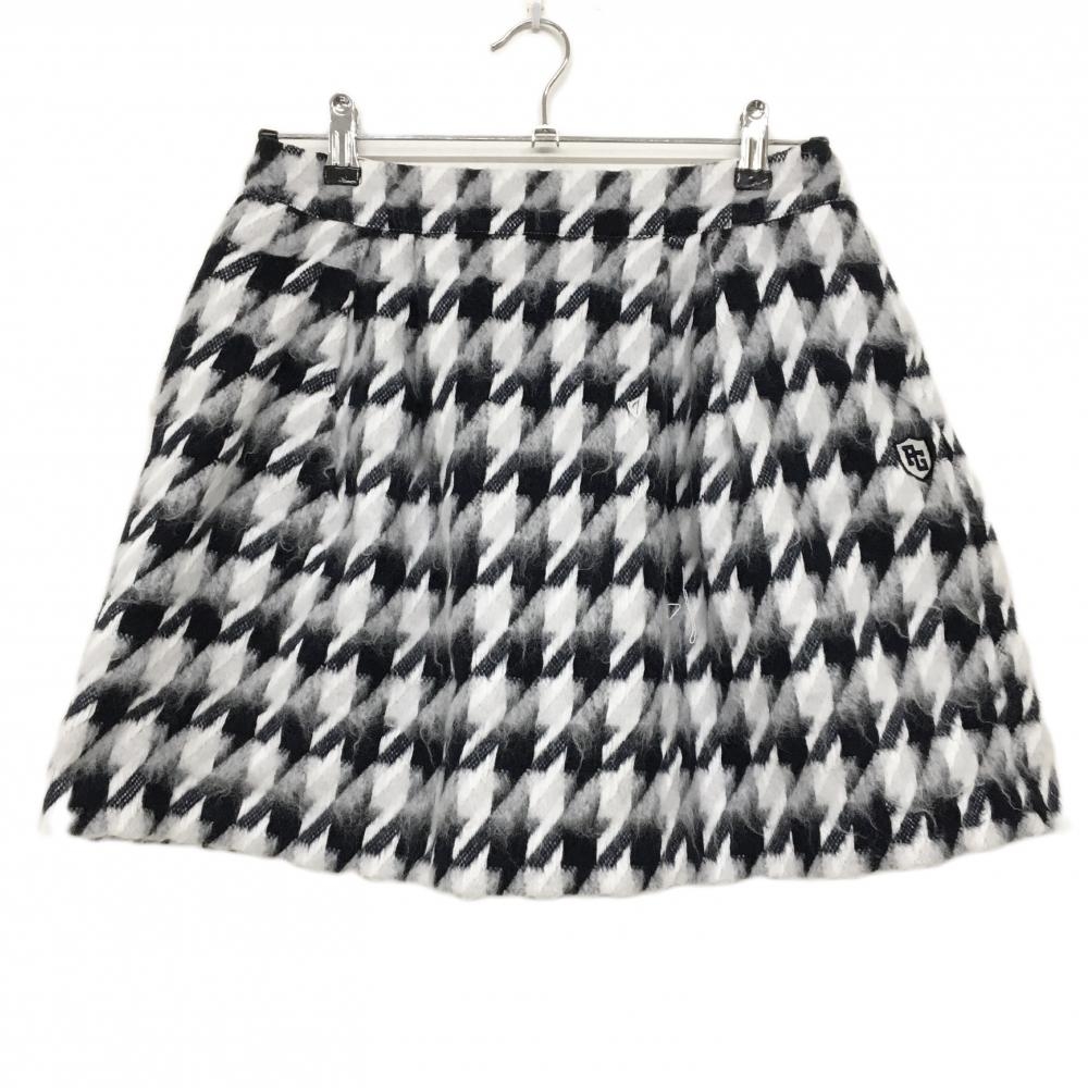 パーリーゲイツ スカート 白×ダークネイビー 千鳥格子 モヘア混 裏地付 レディース 1(M) ゴルフウェア PEARLY GATES