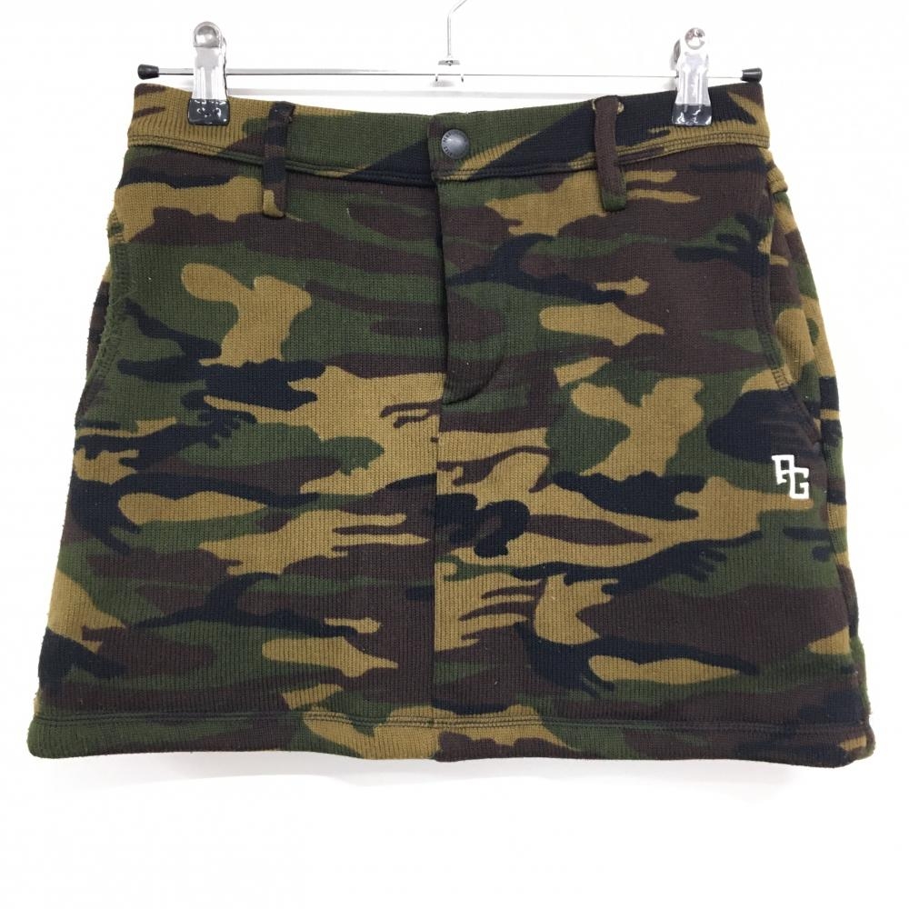 パーリーゲイツ ニットスカート ブラウン×カーキ カモフラ柄 迷彩  レディース 0(S) ゴルフウェア PEARLY GATES