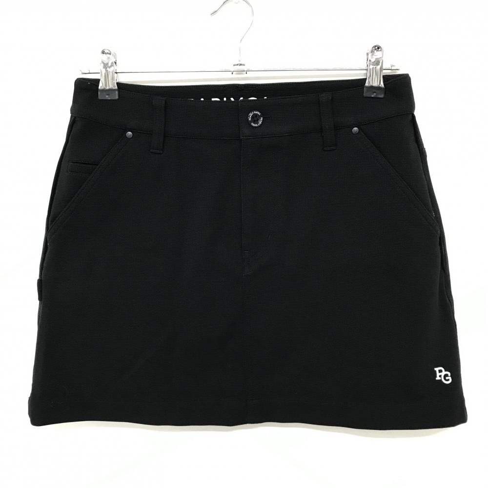 【美品】パーリーゲイツ スカート 黒 ストレッチ サイドロゴ  レディース 1(M) ゴルフウェア PEARLY GATES