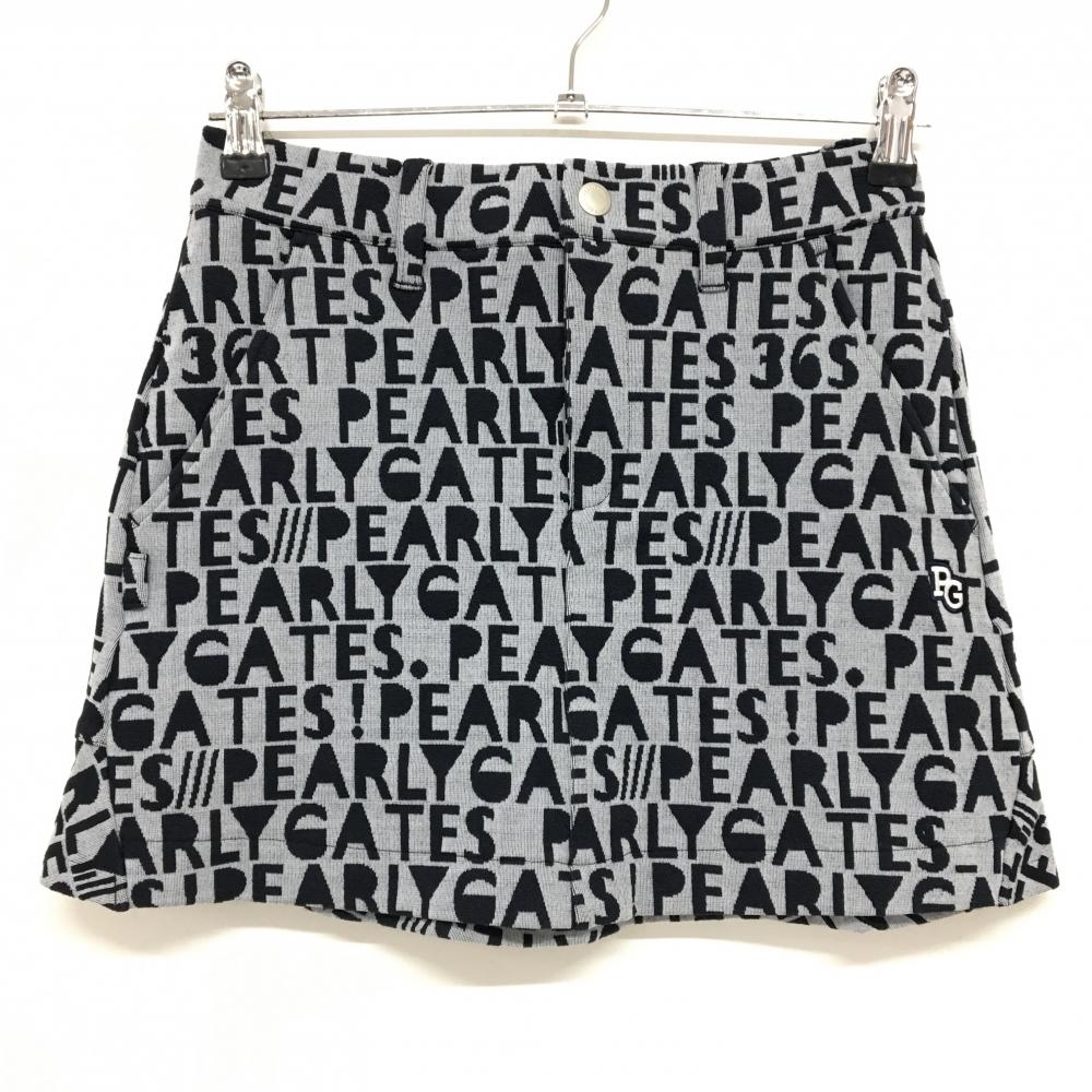 【超美品】パーリーゲイツ スカート グレー×黒 ロゴ総柄 レディース 00(XS) ゴルフウェア 2025年モデル PEARLY GATES