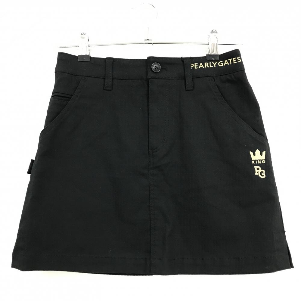 【新品】パーリーゲイツ ストレッチスカート 黒 ゴールドロゴ レディース 00(XS) ゴルフウェア PEARLY GATES