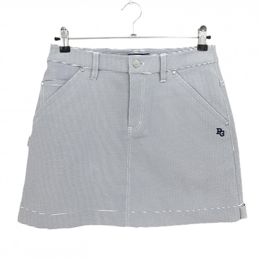 【美品】パーリーゲイツ スカート 白×ネイビー 細ボーダー レディース 1(M) ゴルフウェア PEARLY GATES
