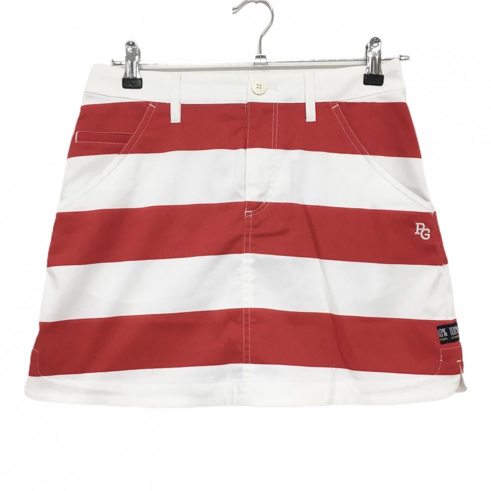 【超美品】パーリーゲイツ スカート レッド×白 ボーダー ストレッチ  レディース 0(S) ゴルフウェア 2025年モデル PEARLY GATES