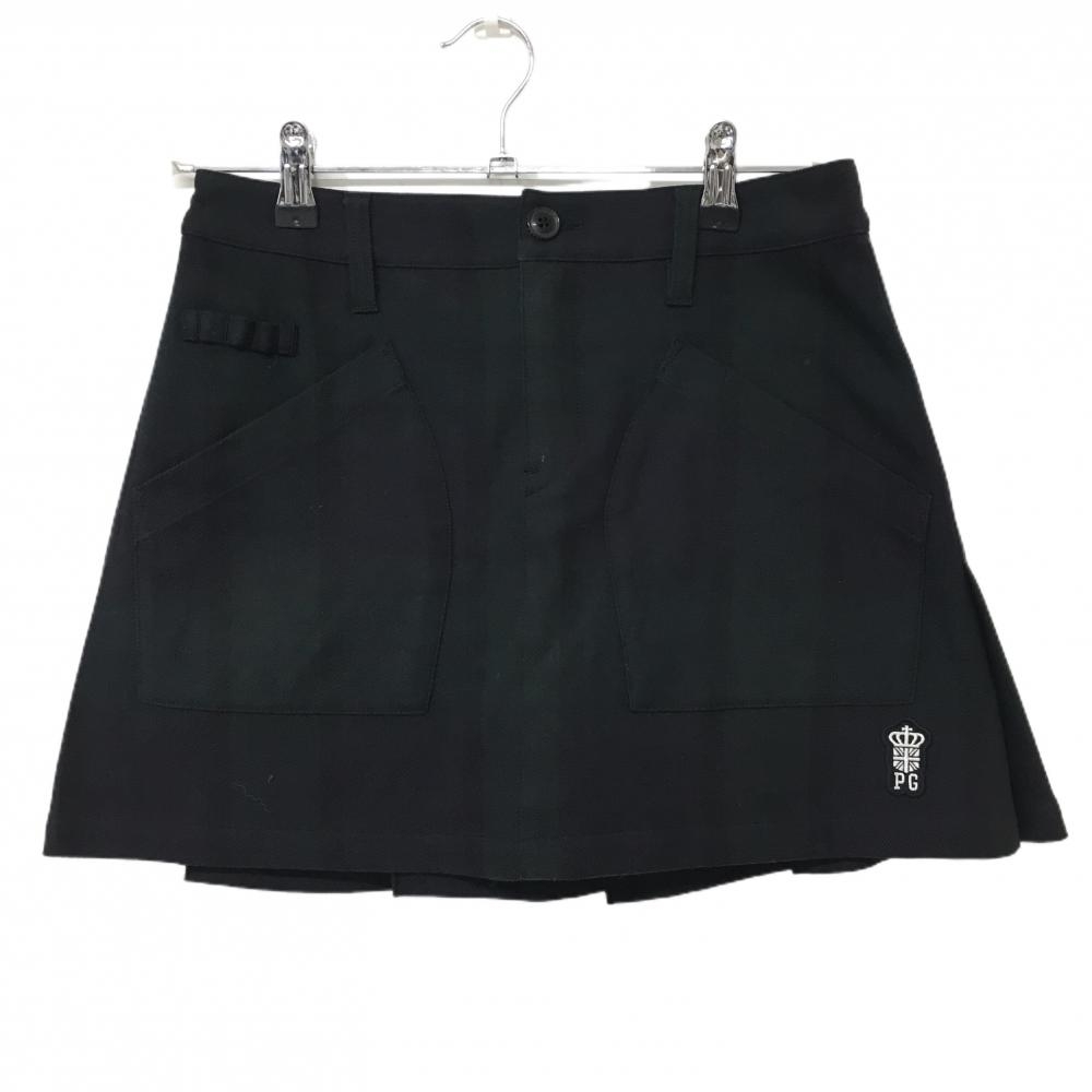 【超美品】パーリーゲイツ スカート ダークグリーン×ダークネイビー チェック 裏地付  レディース 0(S) ゴルフウェア PEARLY GATES