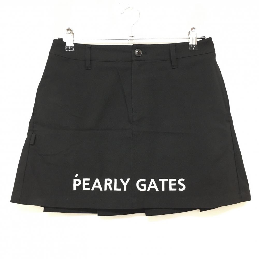パーリーゲイツ スカート 黒×白 前裾ロゴ刺しゅう 内側30周年  レディース 1(M) ゴルフウェア PEARLY GATES
