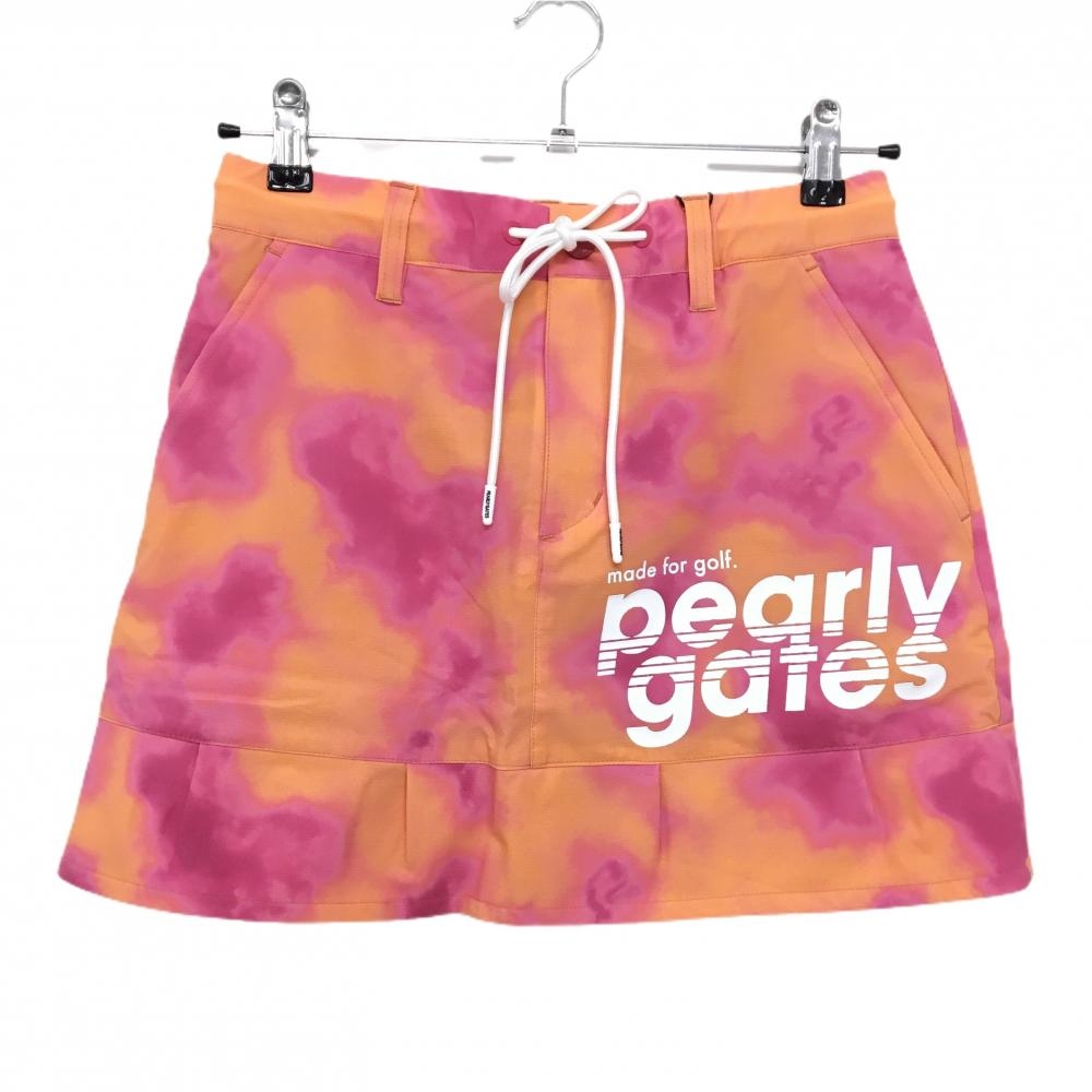 【新品】パーリーゲイツ スカート オレンジ×ピンク 総柄 フロントプリント moveFit レディース 0(S) ゴルフウェア PEARLY GATES