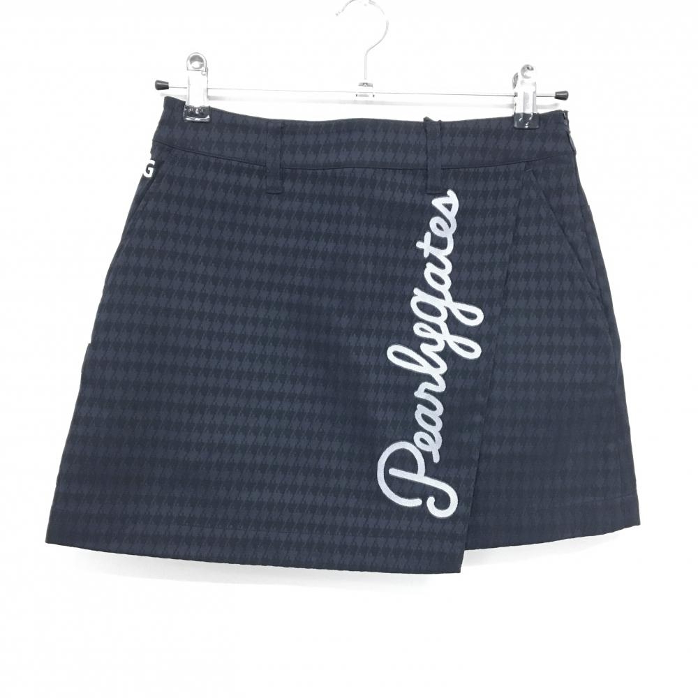 【新品】パーリーゲイツ スカート ネイビー×黒 総柄 フロントロゴ クリーンポケッツ  レディース 0(S) ゴルフウェア PEARLY GATES