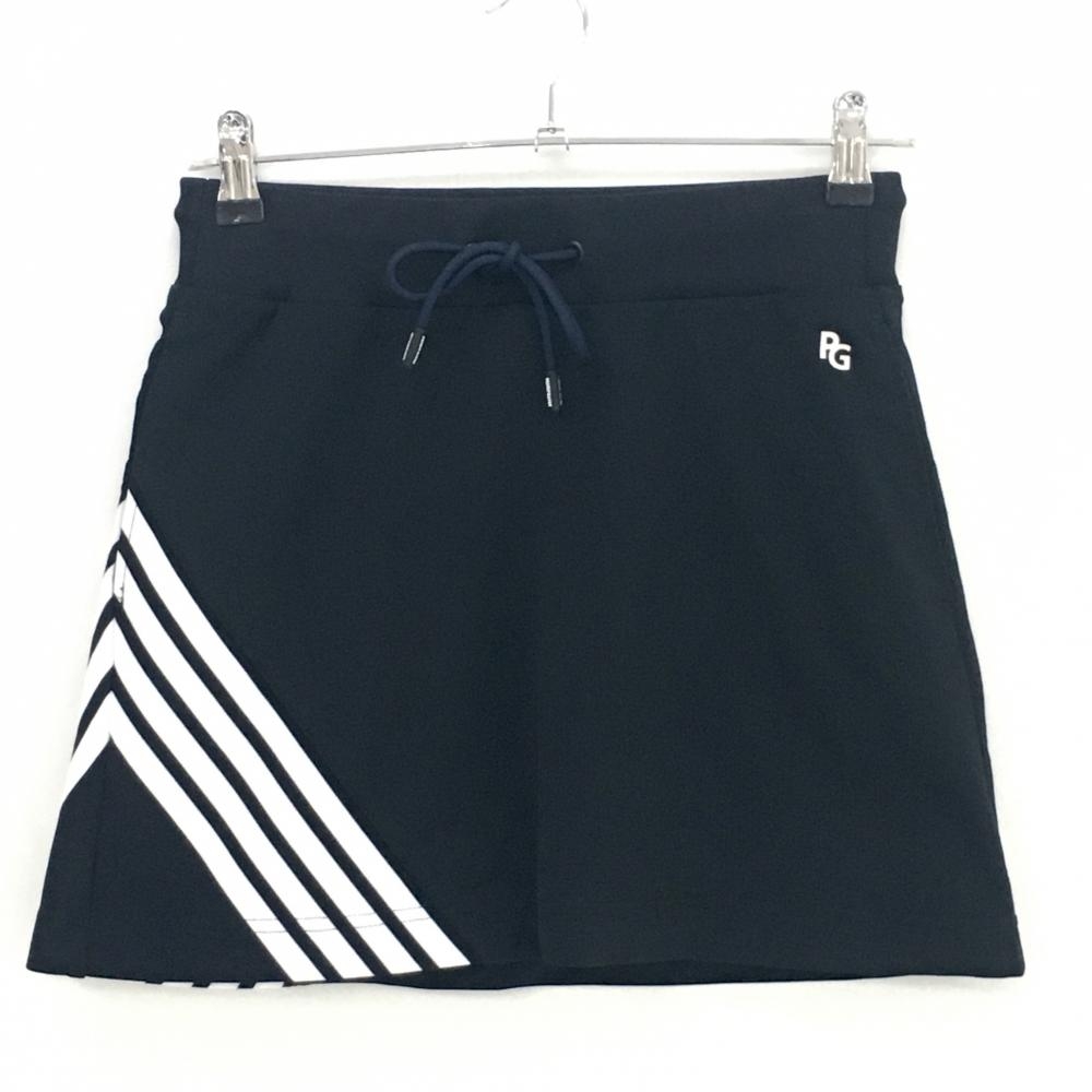 【新品】パーリーゲイツ スカート 黒×白 4ライン ウエストゴム メッシュ裏地 日本製 レディース 0(S) ゴルフウェア PEARLY GATES