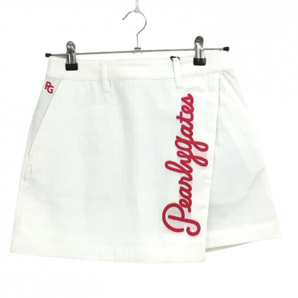【新品】パーリーゲイツ スカート 白×ピンク 地模様 ビックロゴ 抗菌 消臭 レディース 0(S) ゴルフウェア PEARLY GATES