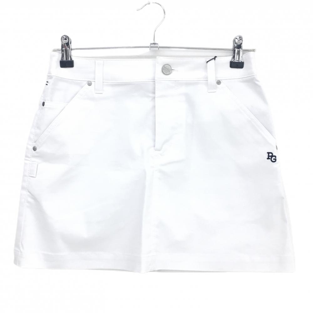 【新品】パーリーゲイツ スカート 白 シンプル ロゴ刺しゅう ストレッチ 抗菌防臭 日本製 レディース 0(S) ゴルフウェア PEARLY GATES
