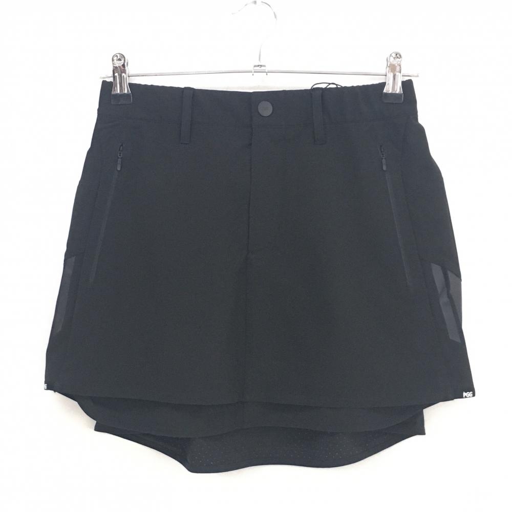 【新品】PGGパーリーゲイツ スカート 黒 裏地メッシュ サイド裾ロゴ ウエストゴム  レディース 0(S) ゴルフウェア PEARLY GATES