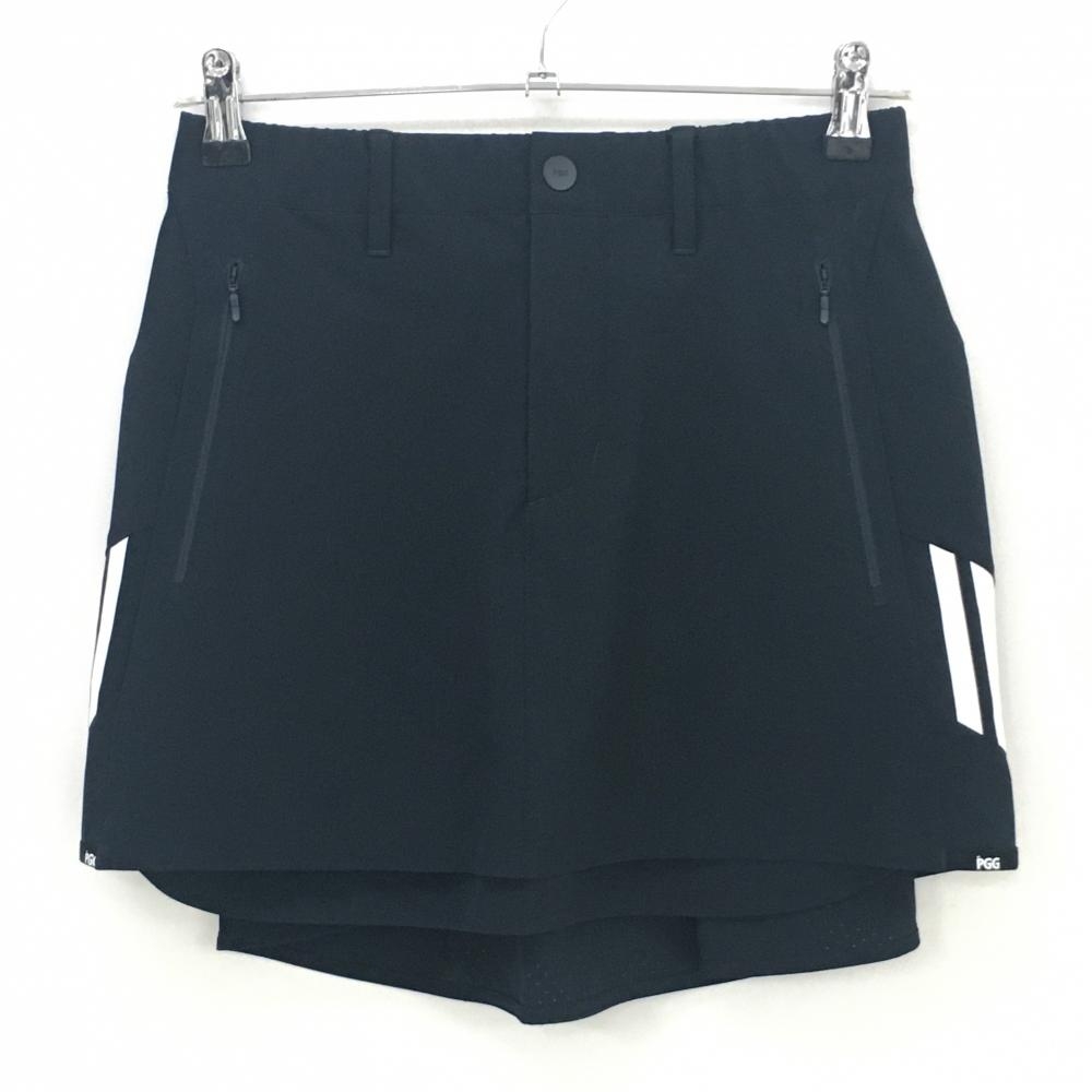 【新品】PGGパーリーゲイツ スカート ネイビー×白 裏地メッシュ サイド裾ロゴ ウエストゴム レディース 0(S) ゴルフウェア PEARLY GATES