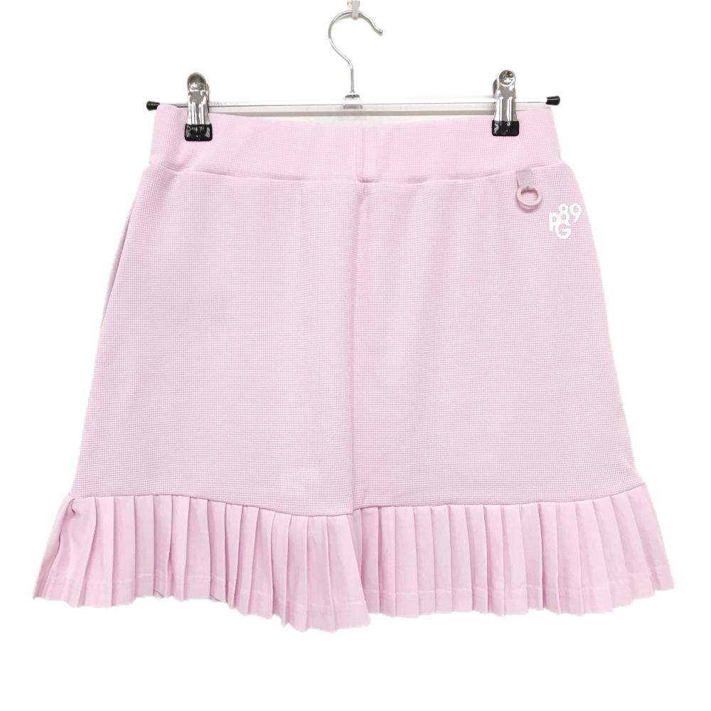 【新品】パーリーゲイツ スカート ピンク 裾プリーツ 織生地 ウエストゴム ロゴ刺しゅう レディース 0(S) ゴルフウェア PEARLY GATES