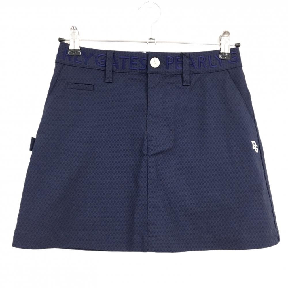 【新品】パーリーゲイツ スカート ネイビー 総柄 ドット風 ロゴ白 ストレッチ レディース 0(S) ゴルフウェア PEARLY GATES