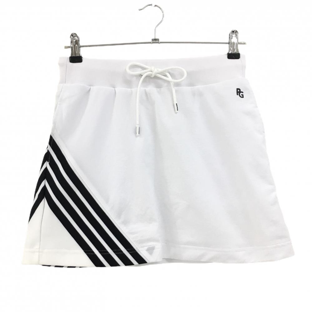 【新品】パーリーゲイツ スカート 白×黒 格子柄織生地 4ライン ウエストゴム 調節紐 レディース 1(M) ゴルフウェア PEARLY GATES