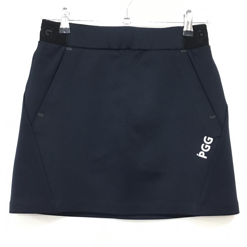 【新品】PGGパーリーゲイツ スカート ネイビー×白 ウエストゴム ロゴプリント  レディース 0(S) ゴルフウェア PEARLY GATES