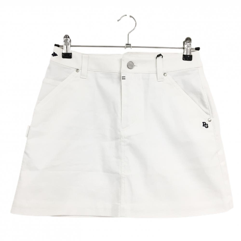 【新品】パーリーゲイツ スカート 白 ロゴネイビー ストレッチ 橘織物 KURABO レディース 0(S) ゴルフウェア PEARLY GATES