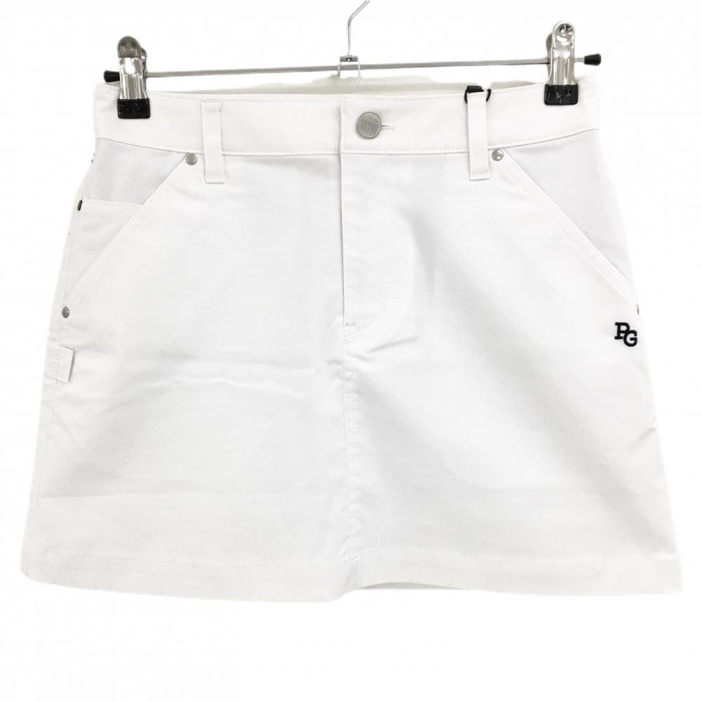 【新品】パーリーゲイツ スカート 白 ロゴネイビー ストレッチ レディース 0(S) ゴルフウェア PEARLY GATES