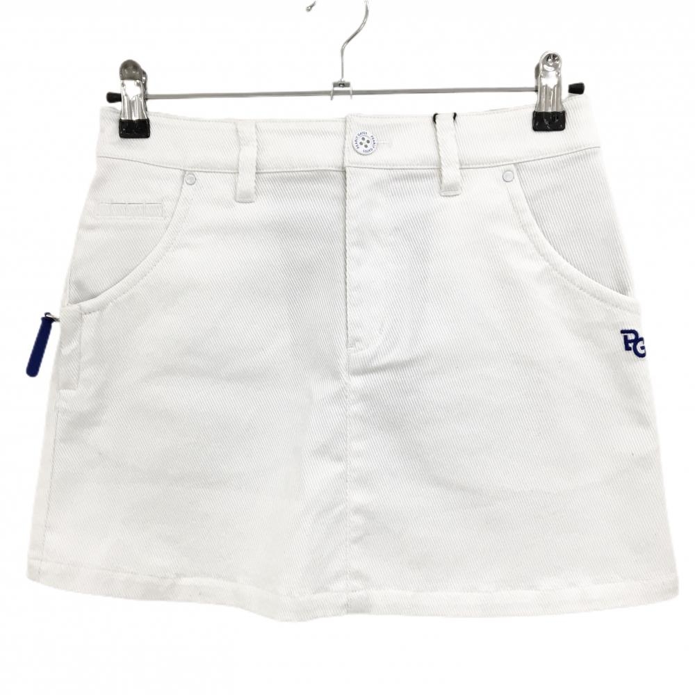 【新品】パーリーゲイツ スカート 白×ブルー 斜めストライプ織生地 ティー装着可 レディース 0(S) ゴルフウェア PEARLY GATES
