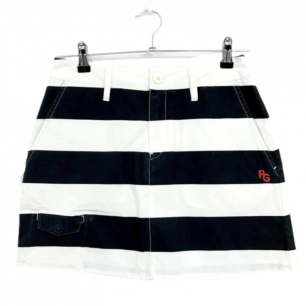 パーリーゲイツ スカート 白×ネイビー ボーダー 内側ニコちゃん  レディース 0(S) ゴルフウェア PEARLY GATES