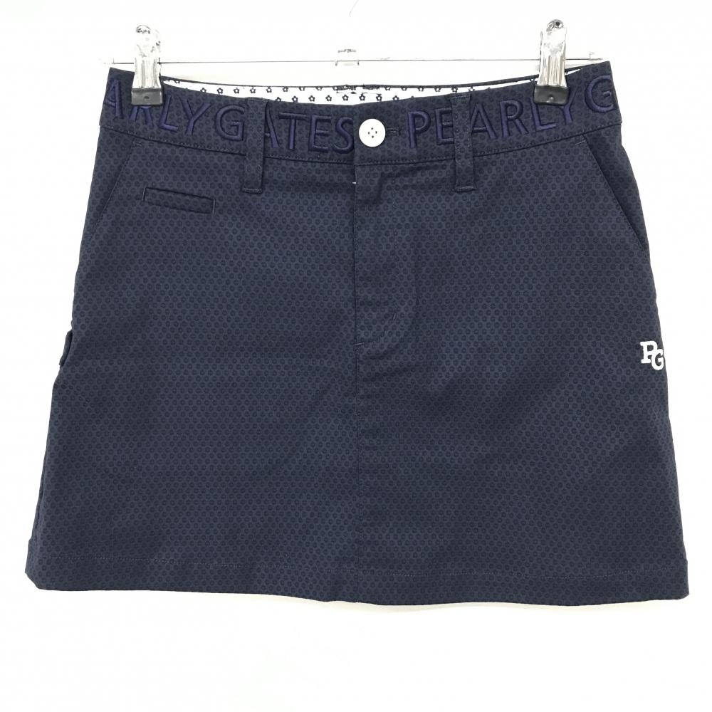 【超美品】パーリーゲイツ スカート ネイビー 小紋柄地模様 ストレッチ  レディース 0(S) ゴルフウェア PEARLY GATES