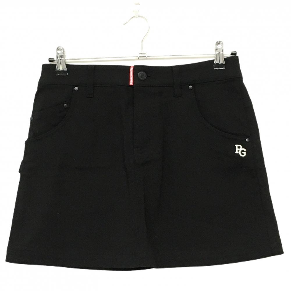 【超美品】パーリーゲイツ スカート 黒 ロゴ白 ストレッチ  レディース 0(S) ゴルフウェア PEARLY GATES