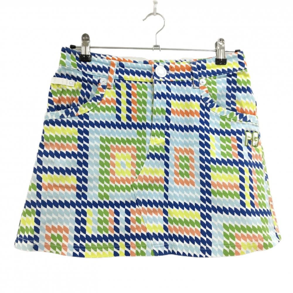 パーリーゲイツ スカート 白×マルチカラー 総柄 レディース 2(L) ゴルフウェア PEARLY GATES