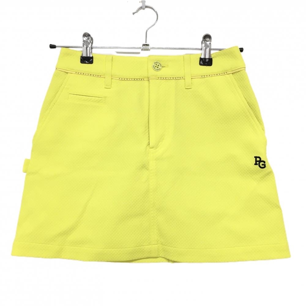 【美品】パーリーゲイツ スカート イエロー 織生地 ウエスト下ロゴ レディース 00(XS) ゴルフウェア PEARLY GATES