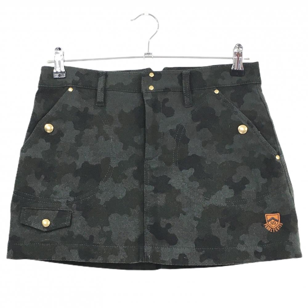 【超美品】パーリーゲイツ スカート カーキ カモフラ柄 迷彩 ウール100％ 内側インナーパンツ  レディース 0(S) ゴルフウェア PEARLY GATES
