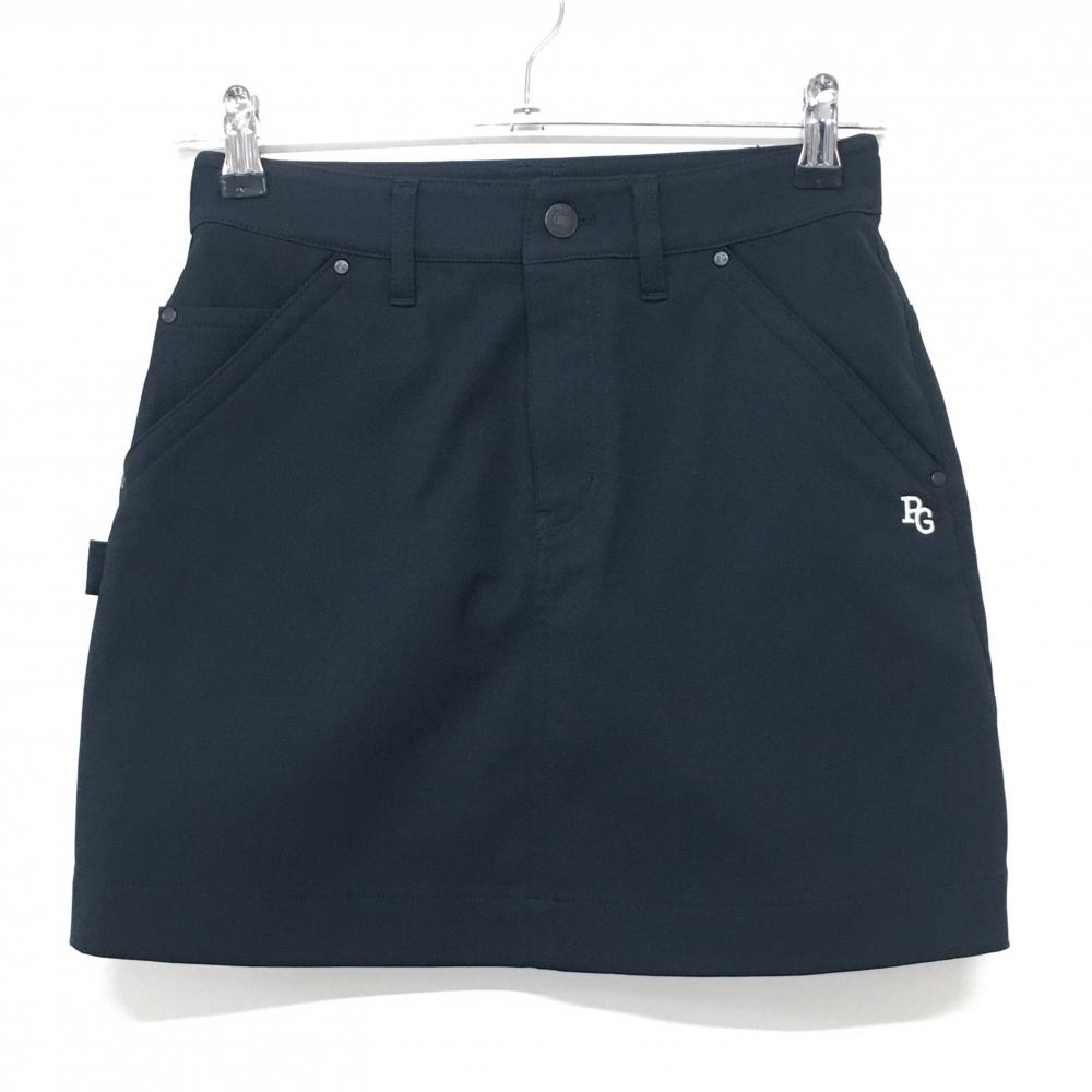 【美品】パーリーゲイツ スカート ダークネイビー 後ろロゴ刺しゅう ストレッチ レディース 00(XS) ゴルフウェア PEARLY GATES