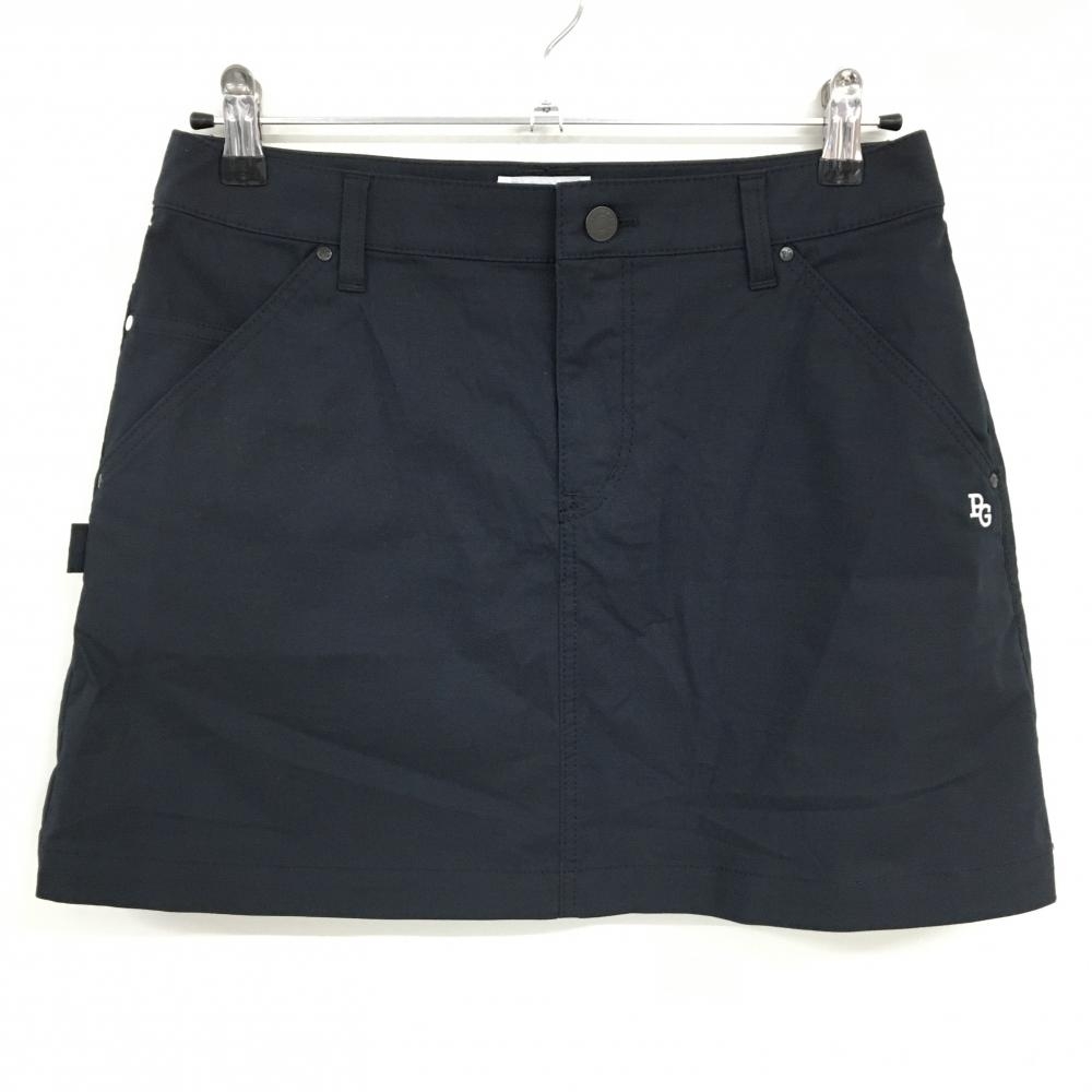【超美品】パーリーゲイツ スカート 黒 ロゴ刺しゅう シンプル レディース 2(L) ゴルフウェア PEARLY GATES