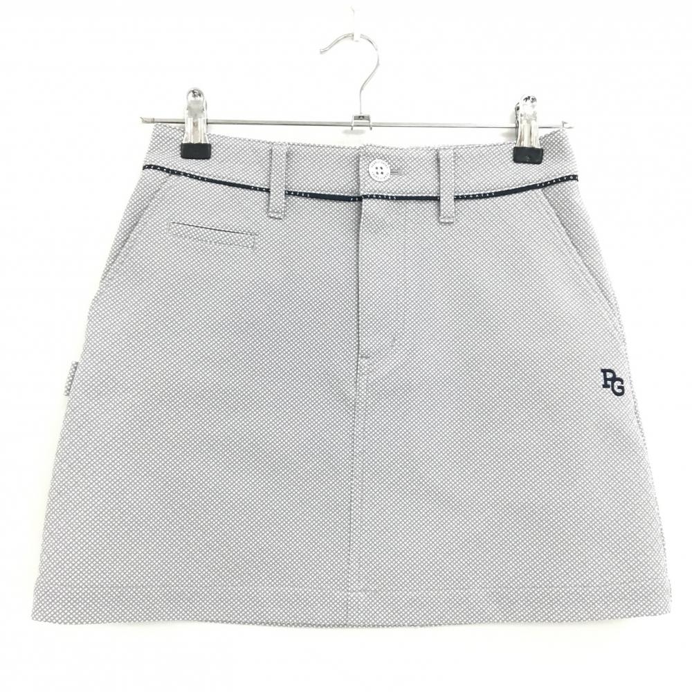 【超美品】パーリーゲイツ スカート グレー×白 チェック ストレッチ ロゴネイビー レディース 00(XS) ゴルフウェア PEARLY GATES