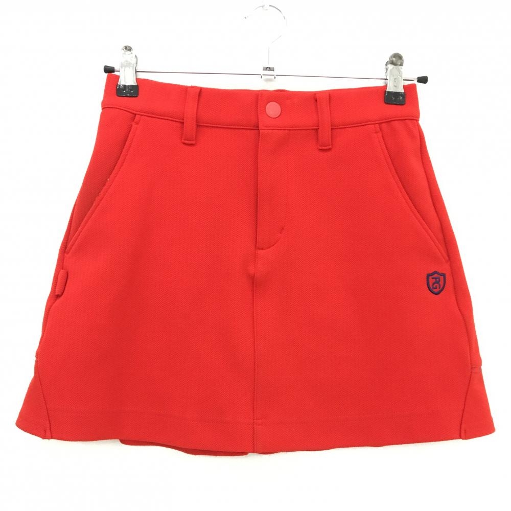 【美品】パーリーゲイツ ストレッチスカート レッド 地模様 ロゴネイビー  レディース 00(XS) ゴルフウェア PEARLY GATES
