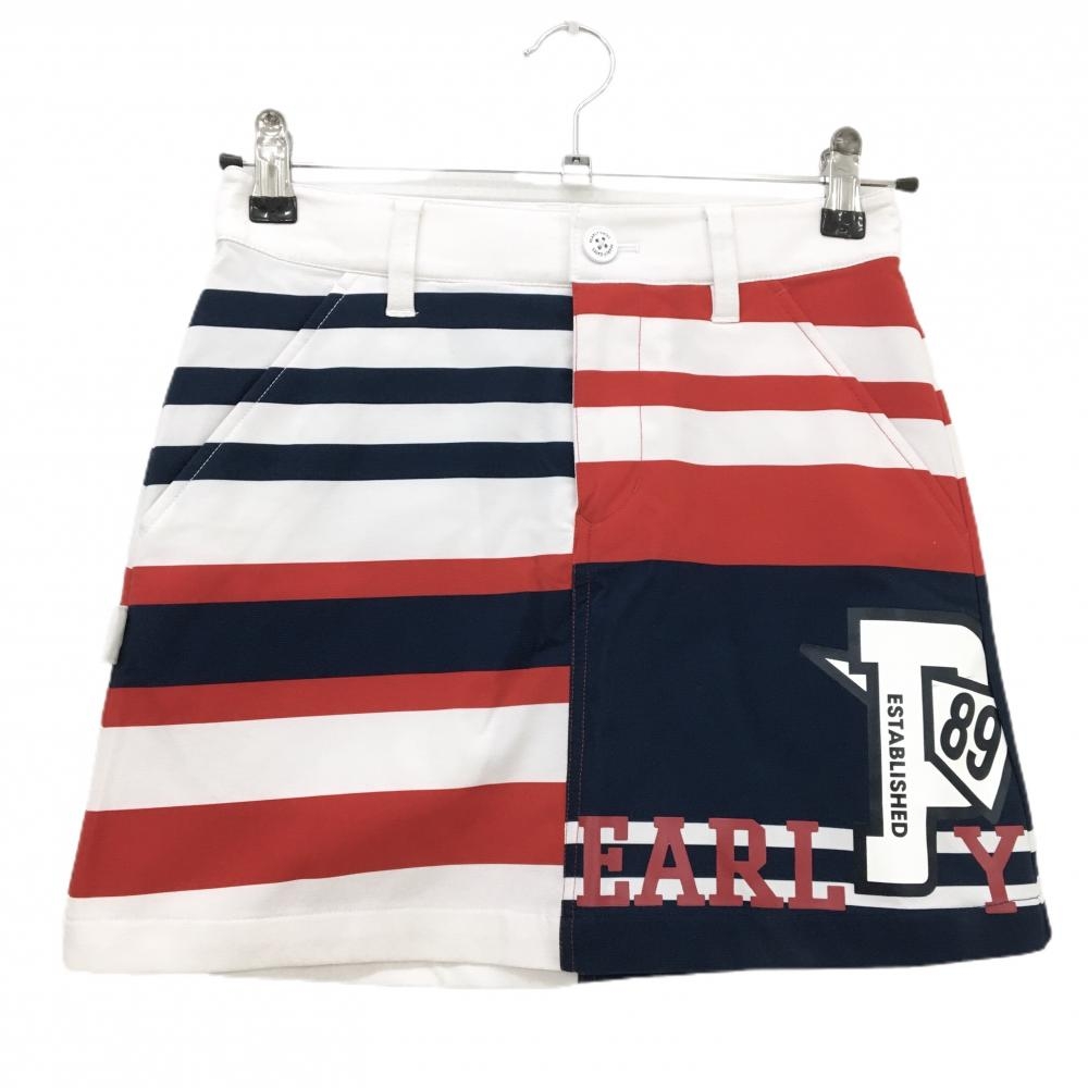 パーリーゲイツ スカート 白×レッド×ネイビー ボーダー調 レディース 00(XS) ゴルフウェア PEARLY GATES