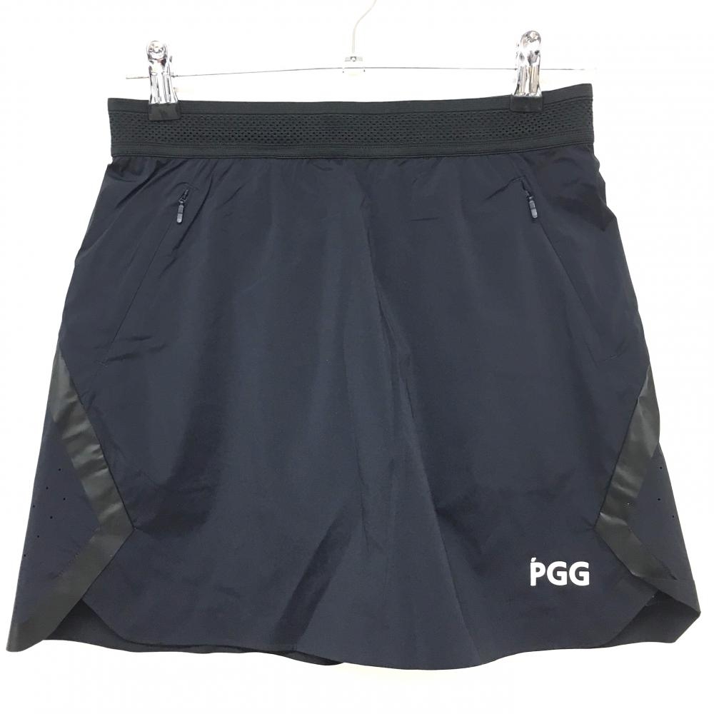 【新品】PGGパーリーゲイツ スカート ネイビー×黒 ウエストゴム サイド・後ろ一部パンチング レディース 0(S) ゴルフウェア PEARLY GATES