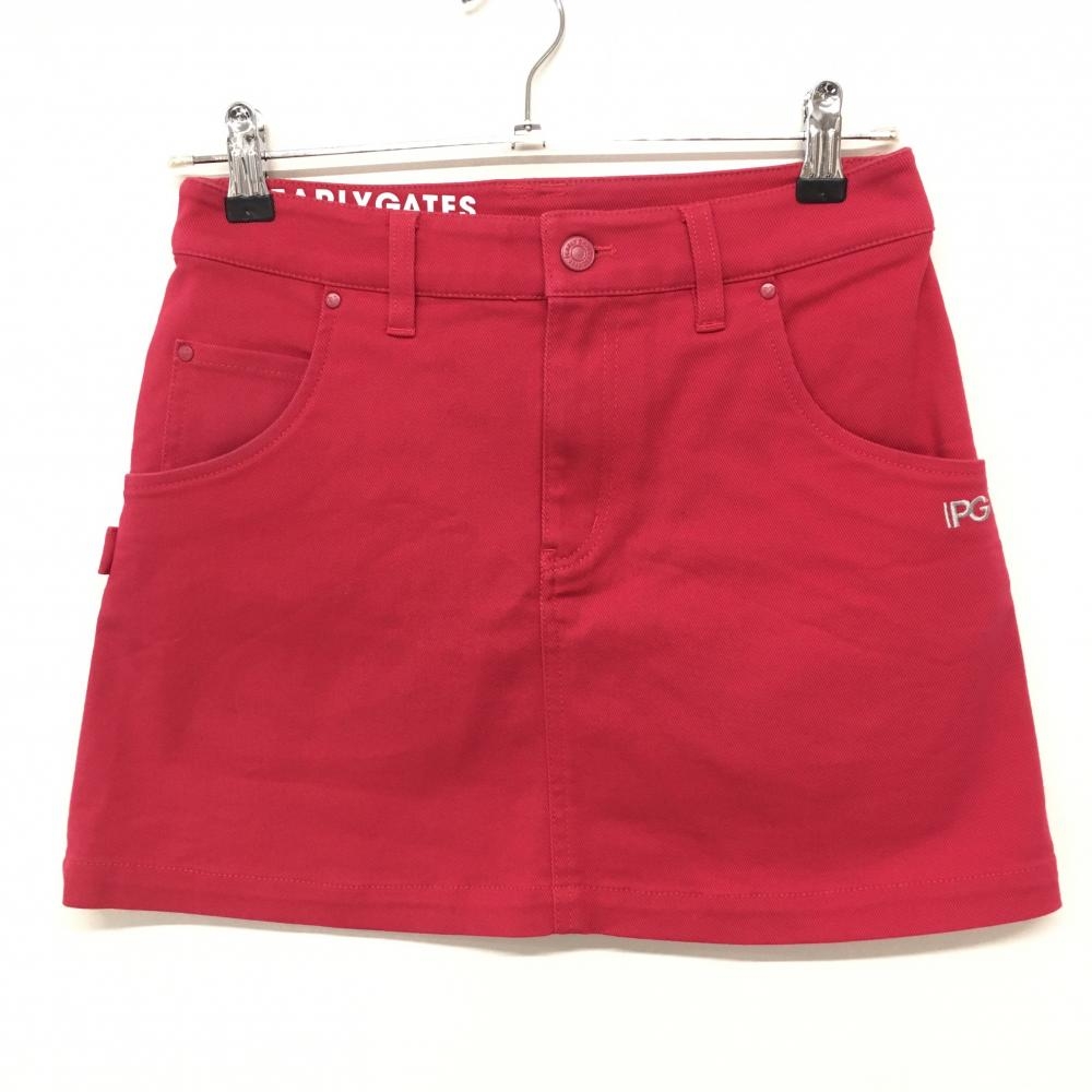【美品】パーリーゲイツ スカート ピンク×白 ロゴ刺しゅう ストレッチ レディース 0(S) ゴルフウェア PEARLY GATES