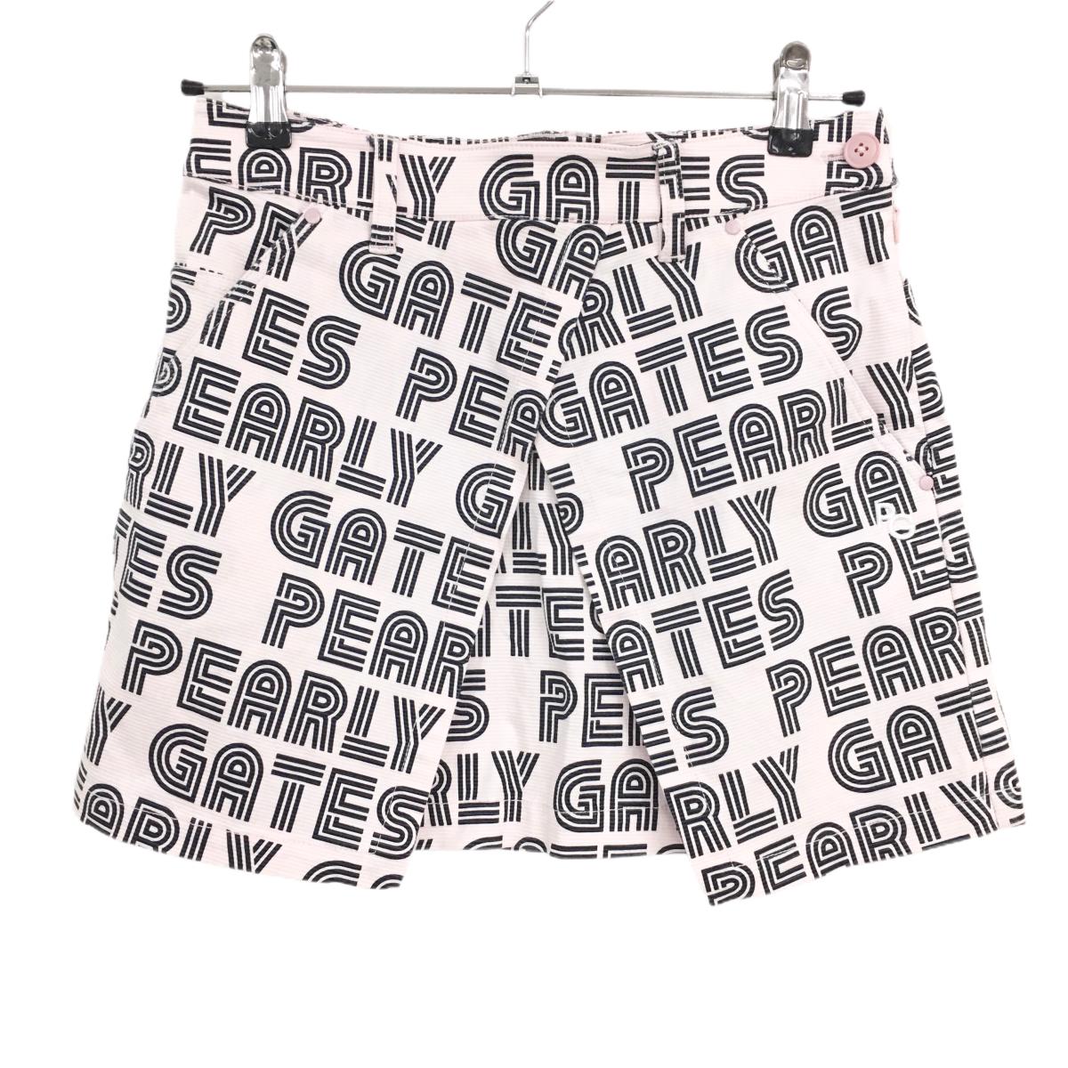 【美品】パーリーゲイツ スカート ピンク×黒 ロゴ総柄  レディース 0(S) ゴルフウェア PEARLY GATES
