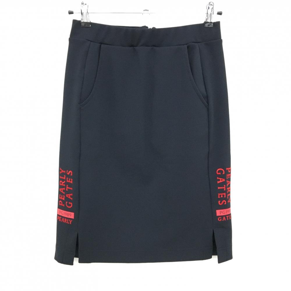 【超美品】パーリーゲイツ ストレッチスカート ダークネイビー×レッド ウエストゴム レディース 0(S) ゴルフウェア PEARLY GATES
