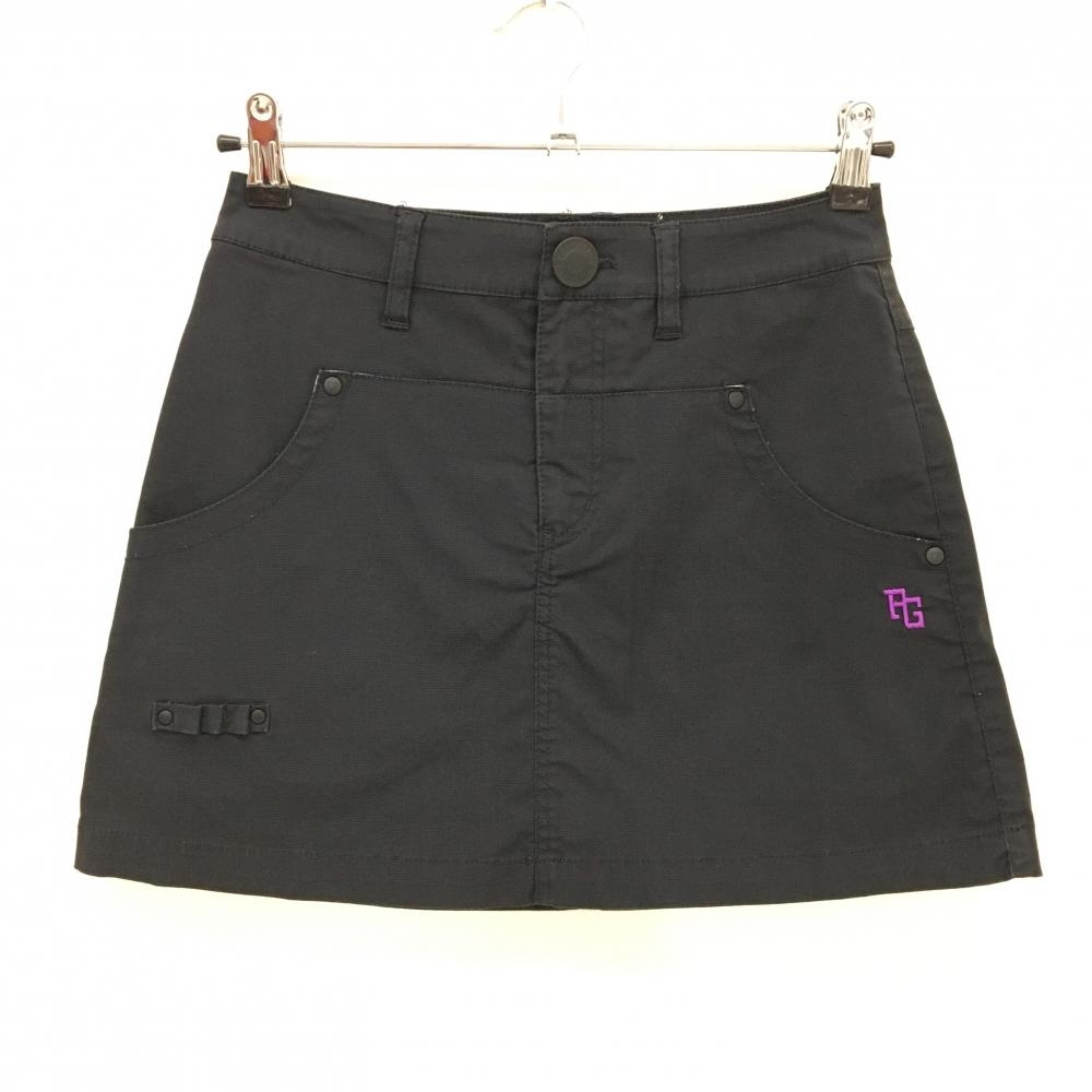 【美品】パーリーゲイツ スカート 黒 ロゴパープル  レディース 00(XS) ゴルフウェア PEARLY GATES