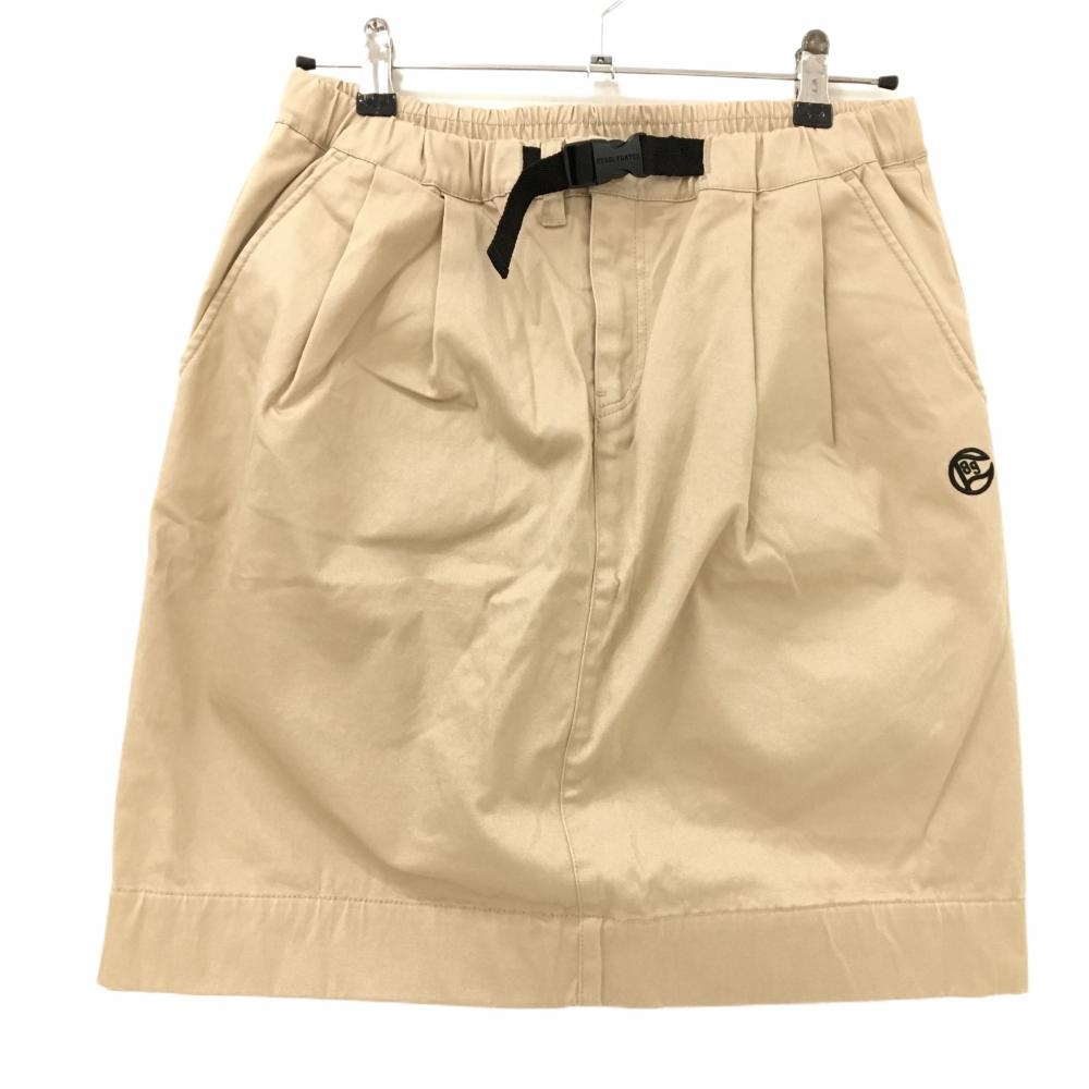 【超美品】パーリーゲイツ スカート ベージュ ウエスト調整ベルト コットン混 レディース 1(M) ゴルフウェア PEARLY GATES
