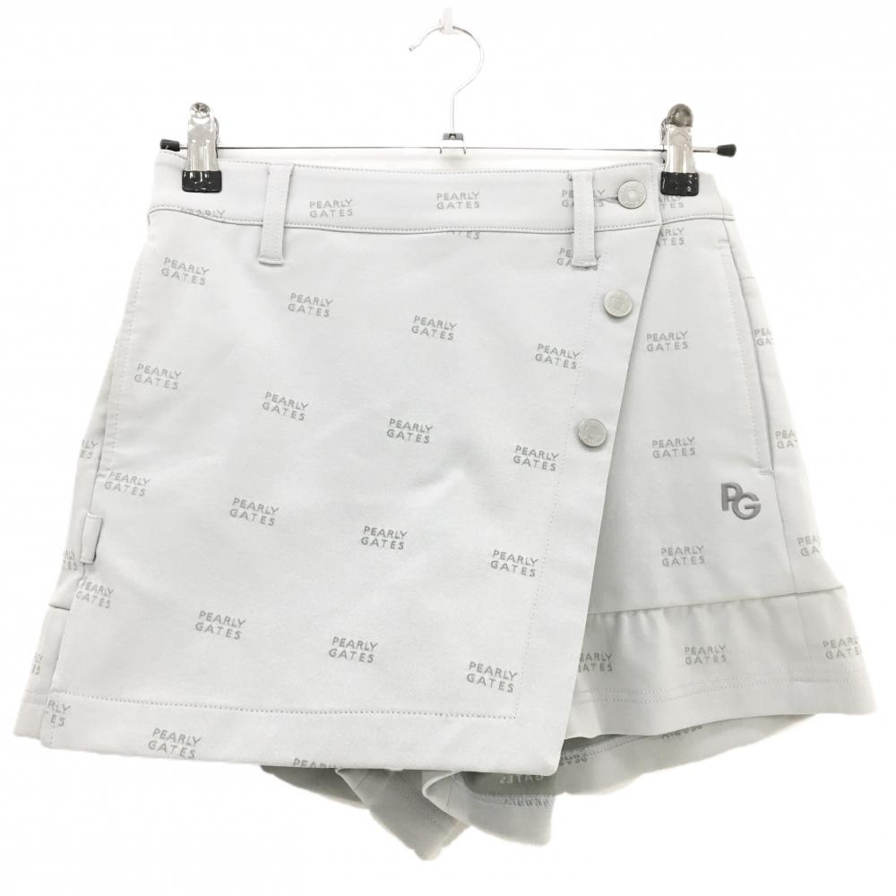 パーリーゲイツ キュロットスカート ライトグレー ロゴ総柄 ストレッチ  レディース 00(XS) ゴルフウェア PEARLY GATES