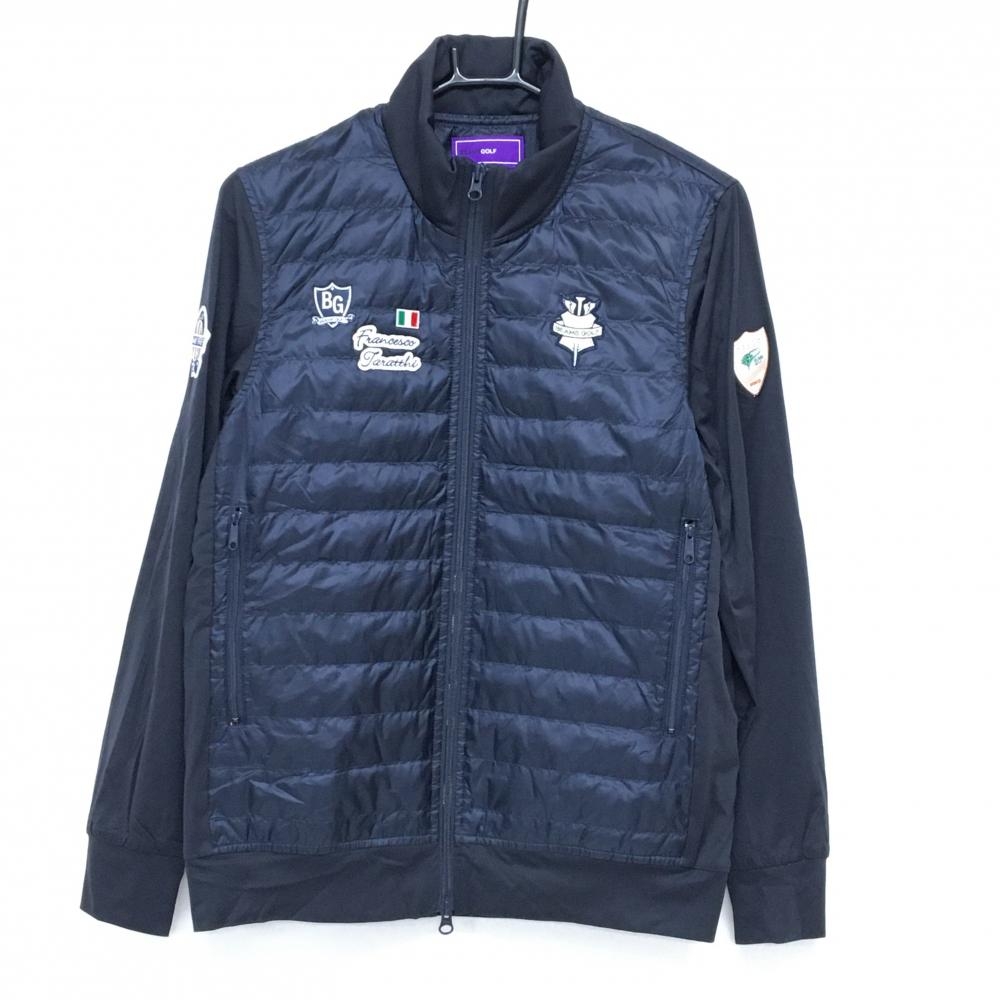 ビームスゴルフ 切替ダウンジャケット ネイビー ロゴワッペン 身頃ダウン ダウン80％ レディース S ゴルフウェア BEAMS GOLF