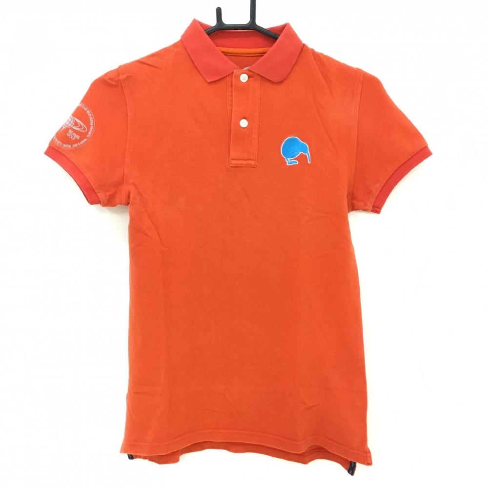 ビームスゴルフ×edit of KIWI 半袖ポロシャツ オレンジ ロゴライトブルー  レディース M ゴルフウェア BEAMS GOLF 画像