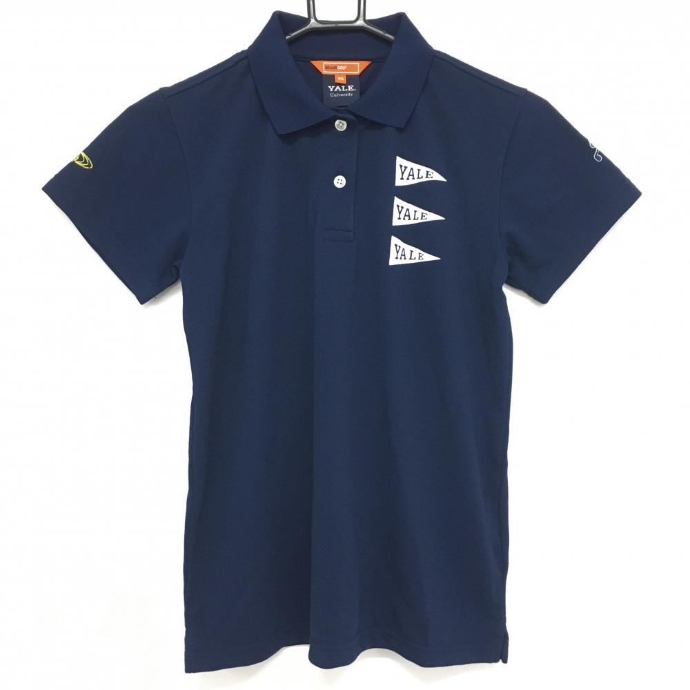 【超美品】ビームスゴルフ×YALE University 半袖ポロシャツ ネイビー×白 レディース XS ゴルフウェア 2022年モデル BEAMS GOLF