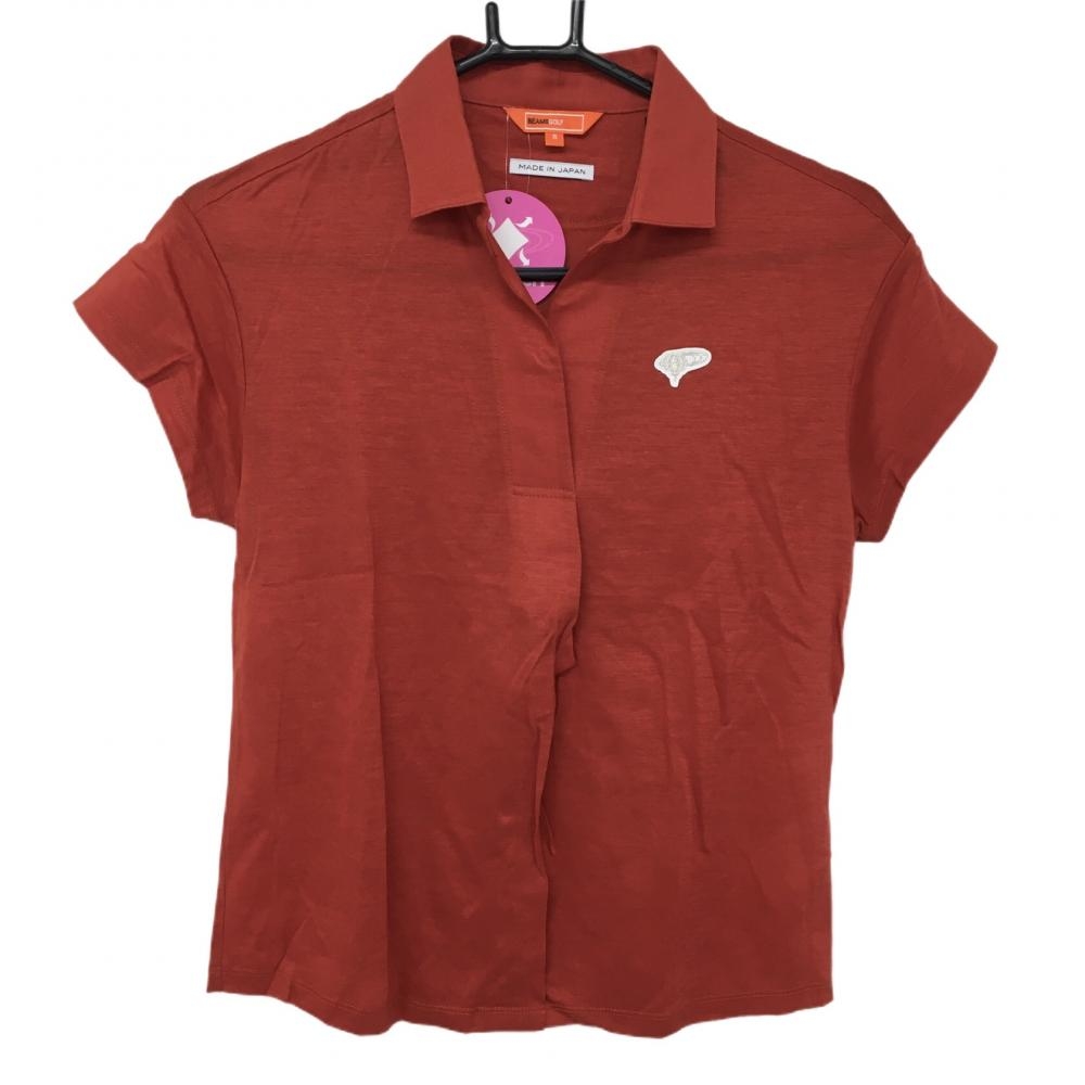 【新品】ビームスゴルフ 半袖ポロシャツ レッド ストレッチ スキッパー 日本製 レディース Ｓ ゴルフウェア BEAMS GOLF