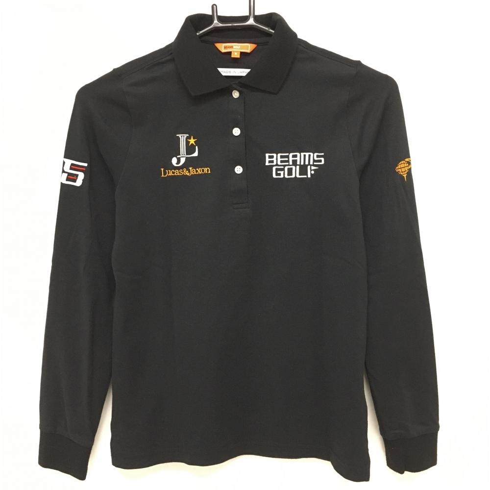 【美品】ビームスゴルフ 長袖ポロシャツ 黒 ロゴ刺しゅう Lucas&Jaxon レディース S ゴルフウェア BEAMS GOLF